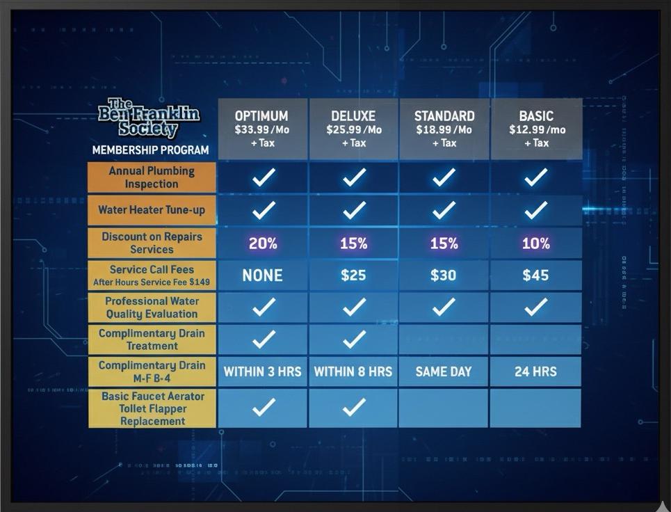 The Ben Franklin Society membership program chart